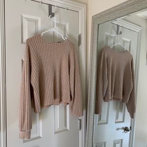 Zara pale pink ribbed sweater